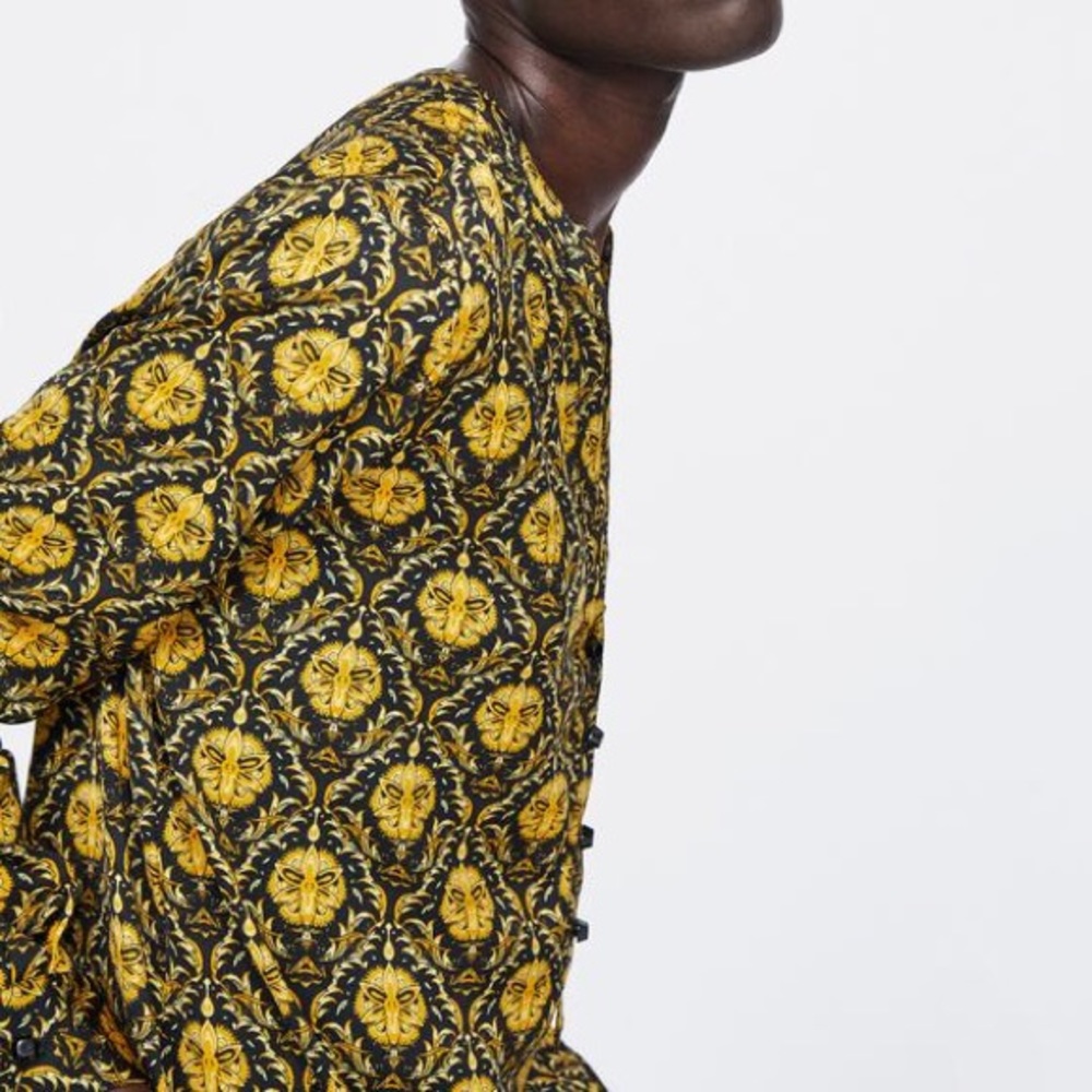 NWOT Zara Printed Long-sleeve Blouse - cute Print - Picture 3 of 8